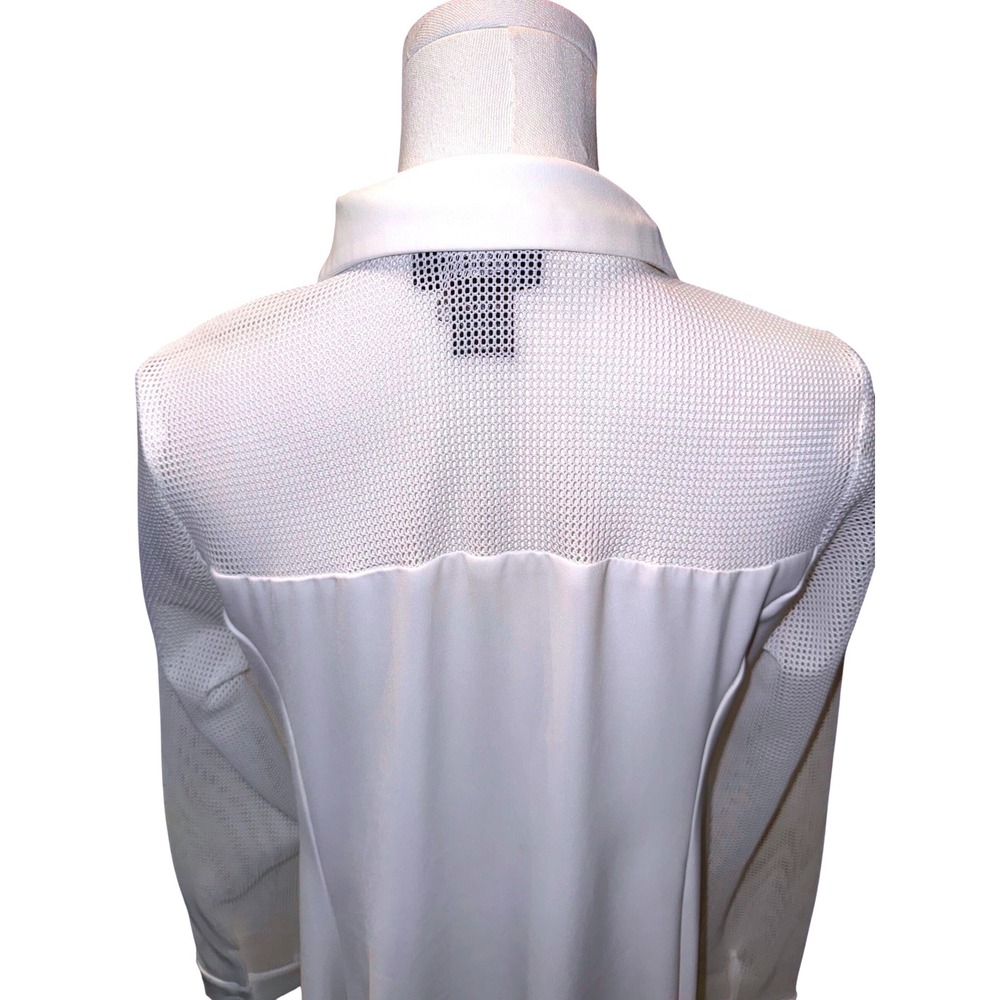 Gracia White Mesh Panel High-Low Button Down‎ Tunic Shirt D23566 Womens Medium - Picture 9 of 12